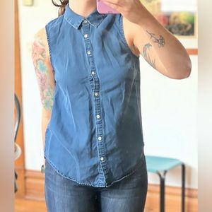 Silky jean button up tank